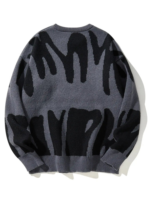 Contrast Color Jacquard Knit Sweater